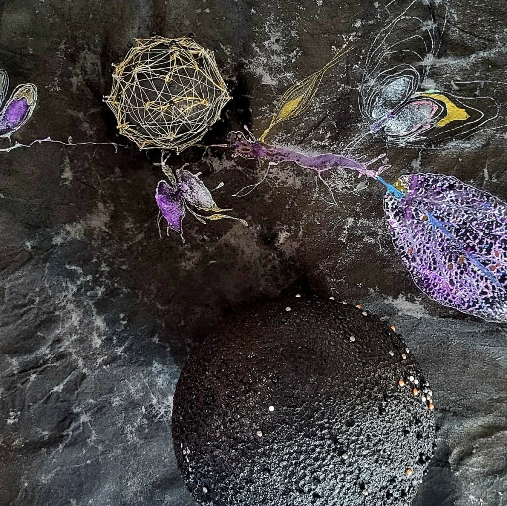 Tactile Extension IV - overhead archival spheres Roxana Donaldson, monochrome installation, 2025