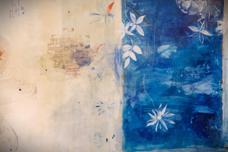 Roxana Donaldson - Fragmentum XVI - blue chromatic field, painting-fine-art, -1.5x10m-mixed-media-paper, 2021