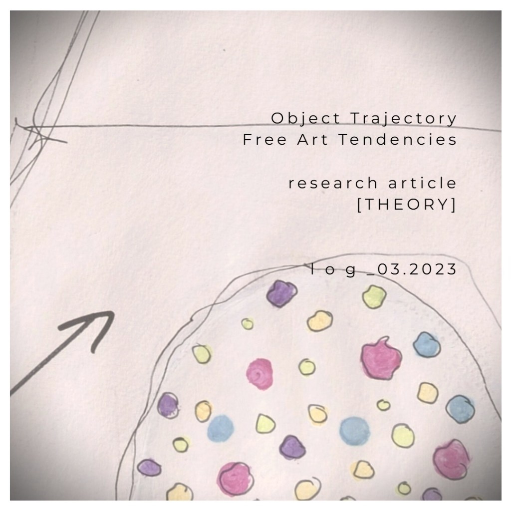 Roxana Donaldson drawing icon representative image for the article "the Object Trajectory" Research Article Art Essay Theory Roxana Donaldson. Colourful dots on whitish background