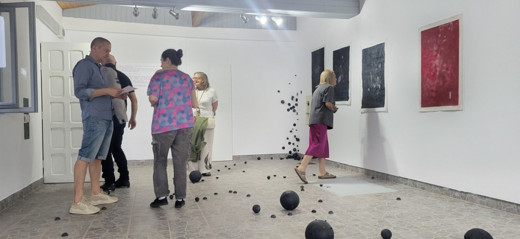 Social Validation - visitors talking icon 2 in site-specific exhibition Roxana Donaldson, 2025